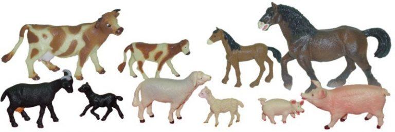 Animale domestice cu puii, set de 10 figurine - Miniland