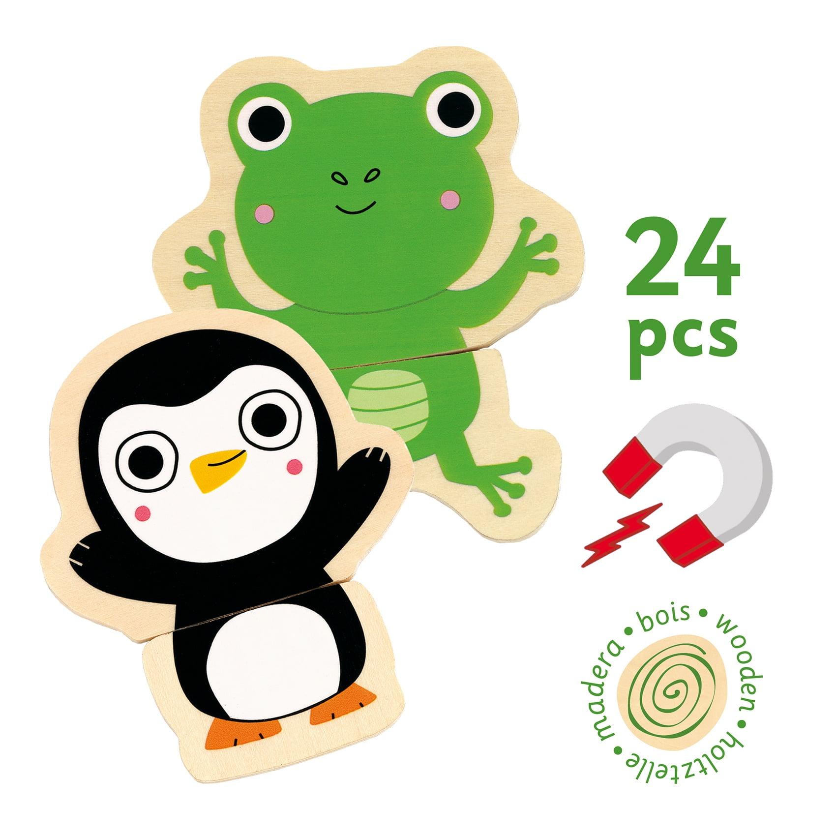 Puzzle cu magneți Animale prietenoase, Djeco - imagine 2