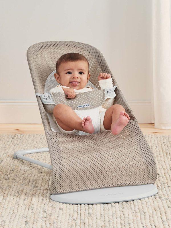 Baby Bjorn - Balansoar Balance Soft, Grey Beige/White, Mesh - imagine 2