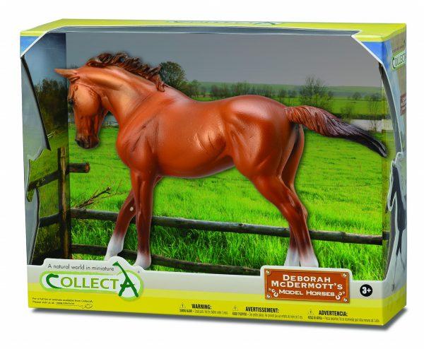 Figurina in cutie Iapa Thoroughbred Chestnut pictata manual WB, Collecta