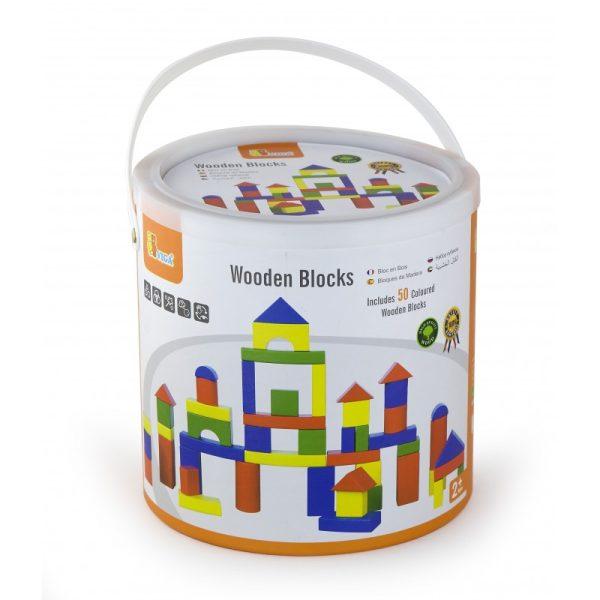 Cuburi de construit din lemn, colorate, 3.5 cm, 50 buc, Viga - imagine 2