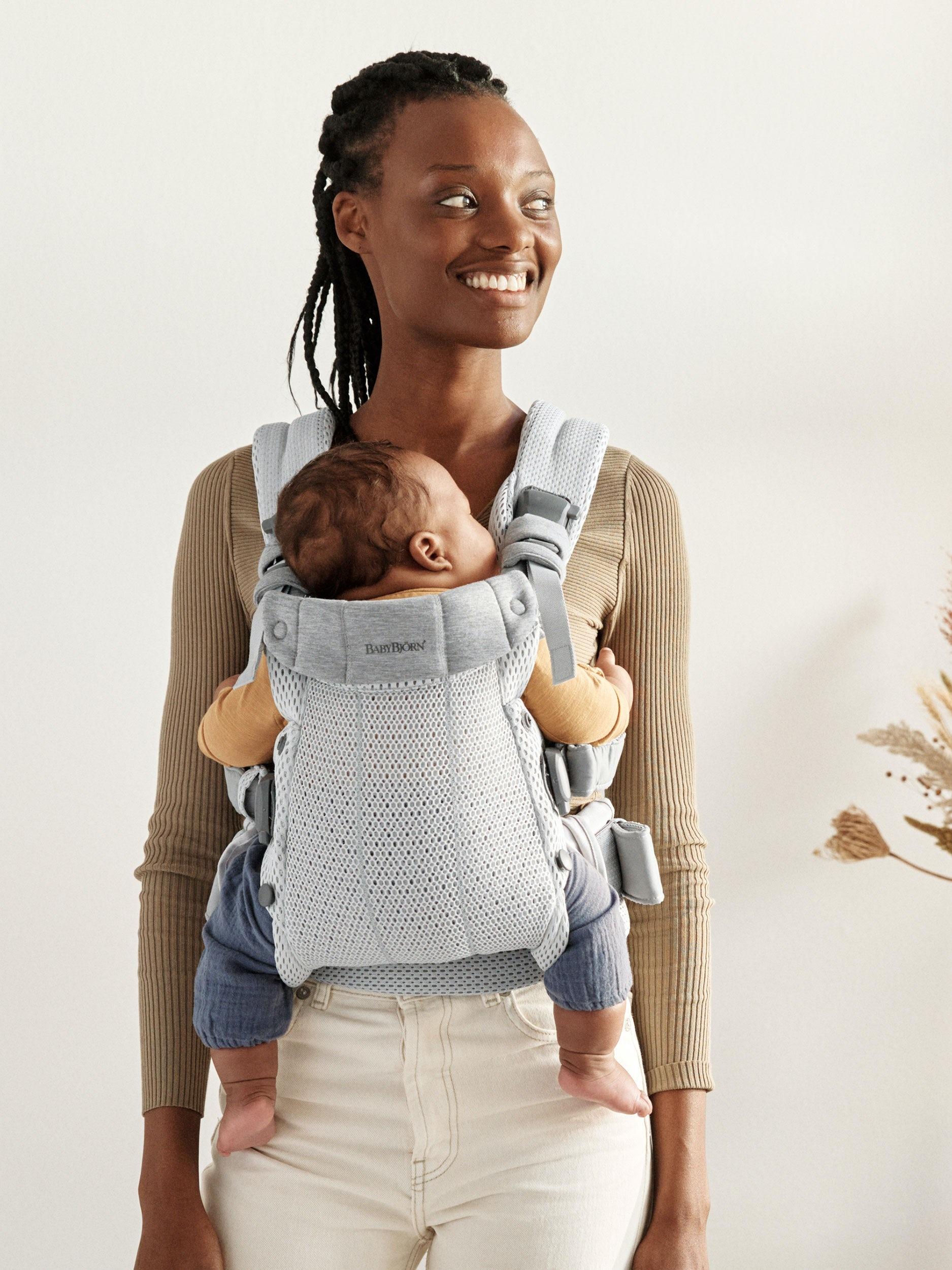 BabyBjorn - Marsupiu anatomic cu multiple pozitii de purtare colectia Harmony, 3D Mesh, Silver - Editie Limitata - imagine 2