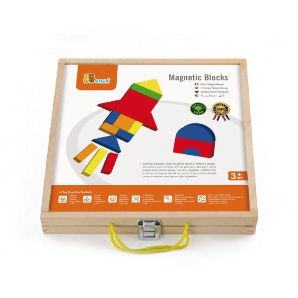 Set magnetic - forme geometrice din lemn cu cutie - imagine 3