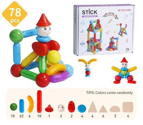 Set de constructie magnetic - STICK (78 piese) - imagine 2