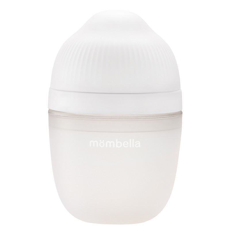 Biberon Anticolici Mombella Breast-Like, 210ml, Tetina M flux mediu, 100% Silicon, Ivory - imagine 3