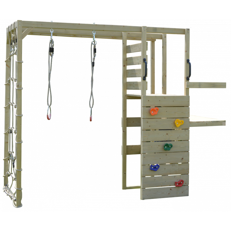 Casuta de gradina Grey Lodge cu tobogan, leagan, modul sport si bucatarie, Wendi Toys - imagine 5