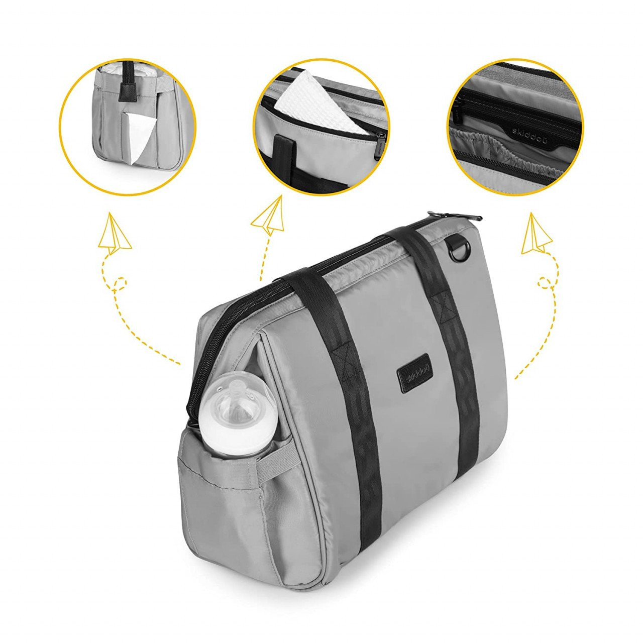Geanta multifunctionala pentru parinti Skiddou Inger, Normandic Dream, Gri - imagine 11