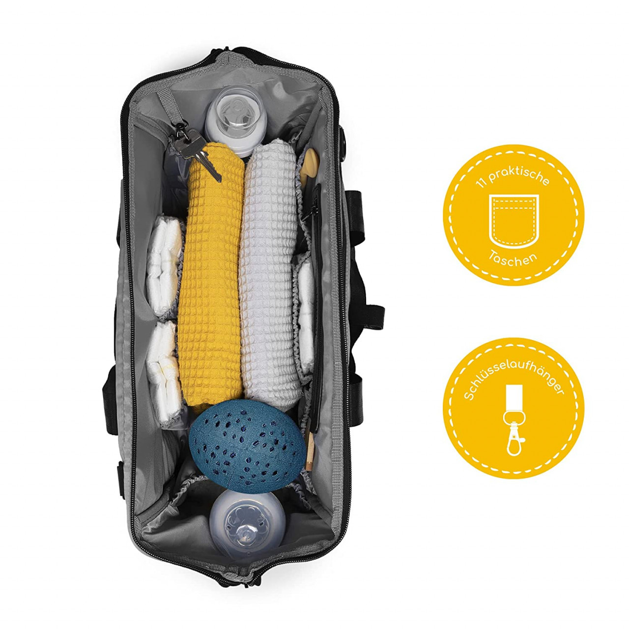 Geanta multifunctionala pentru parinti Skiddou Inger, Normandic Dream, Gri - imagine 8