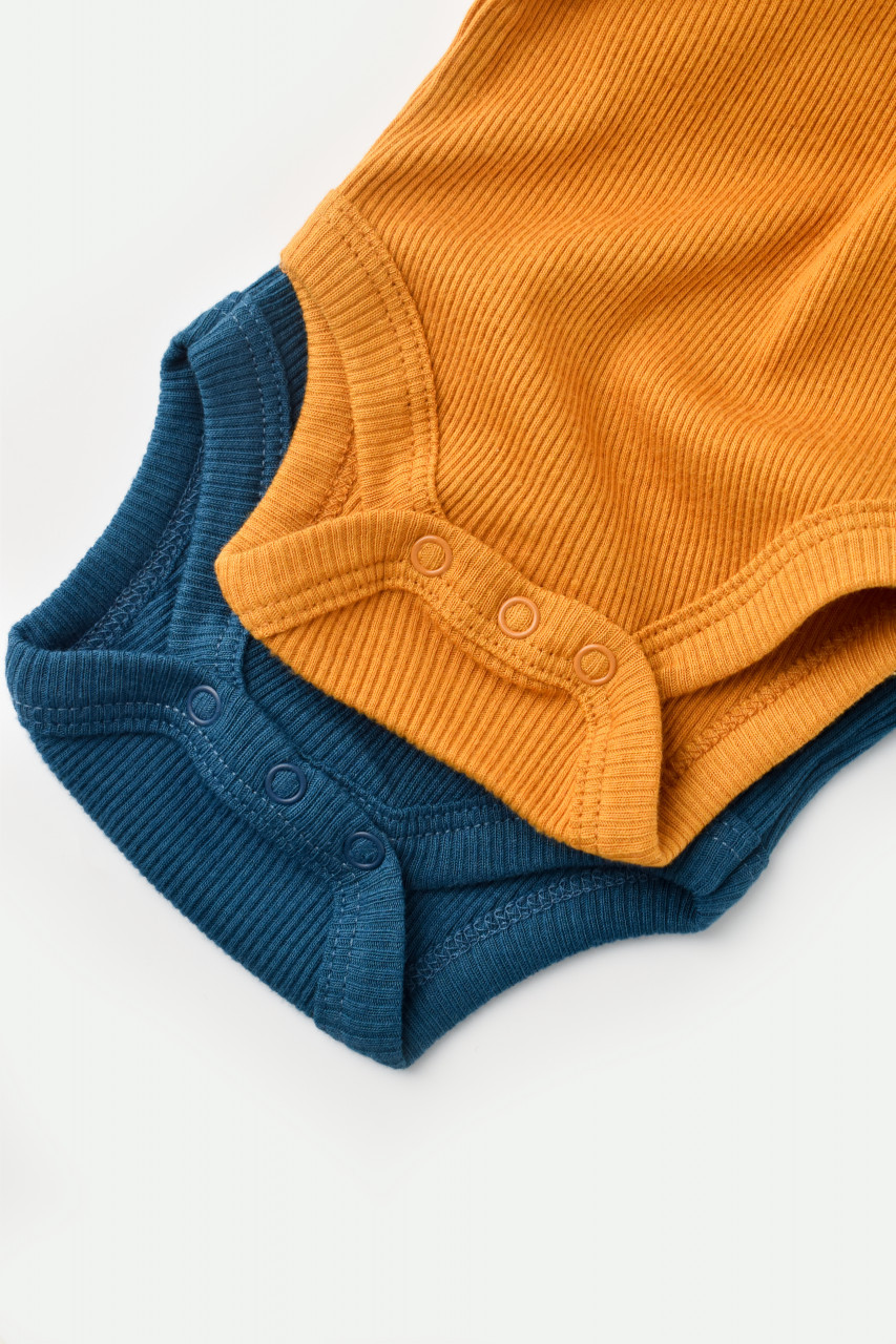 Set 2 body-uri bebe unisex din bumbac organic si modal - Bleumarin/Sofran, Baby Cosy (Marime: 6-9 luni) - imagine 53