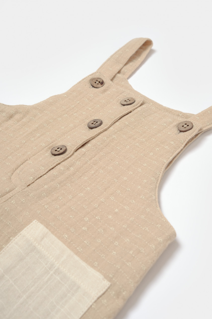 Salopeta cu bretele si buzunar, 100% bumbac - Apricot, BabyCosy (Marime: 6-9 luni) - imagine 33