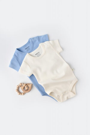 set 2 body uri bebe unisex 100 bumbac organic ecru bleu babycosy7979