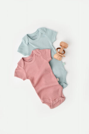 set 2 body uri bebe unisex din bumbac organic si modal mint rose8091
