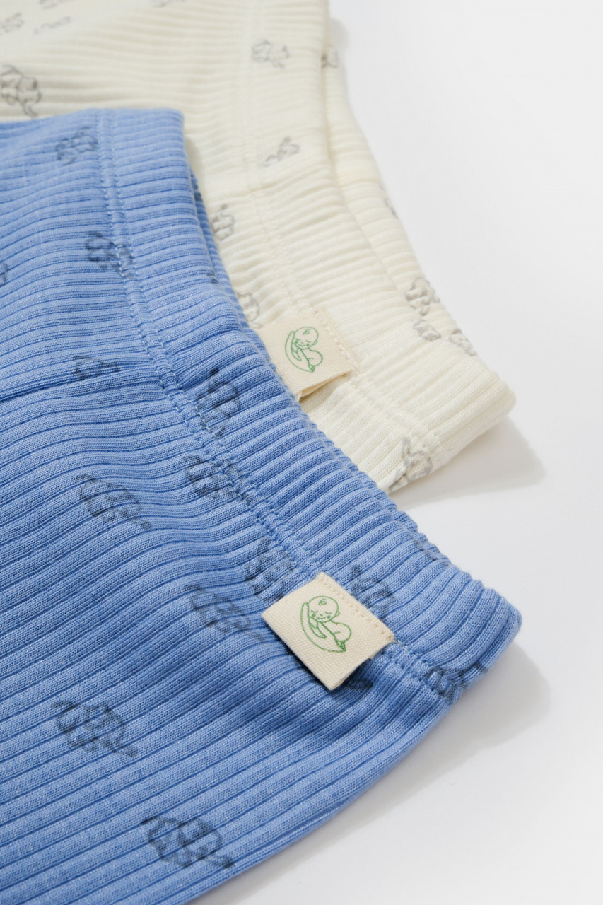 Set 2 pantalonasi cu botosei Printed, BabyCosy, 50% modal+50% bumbac, Ecru/ Lavanda - imagine 34