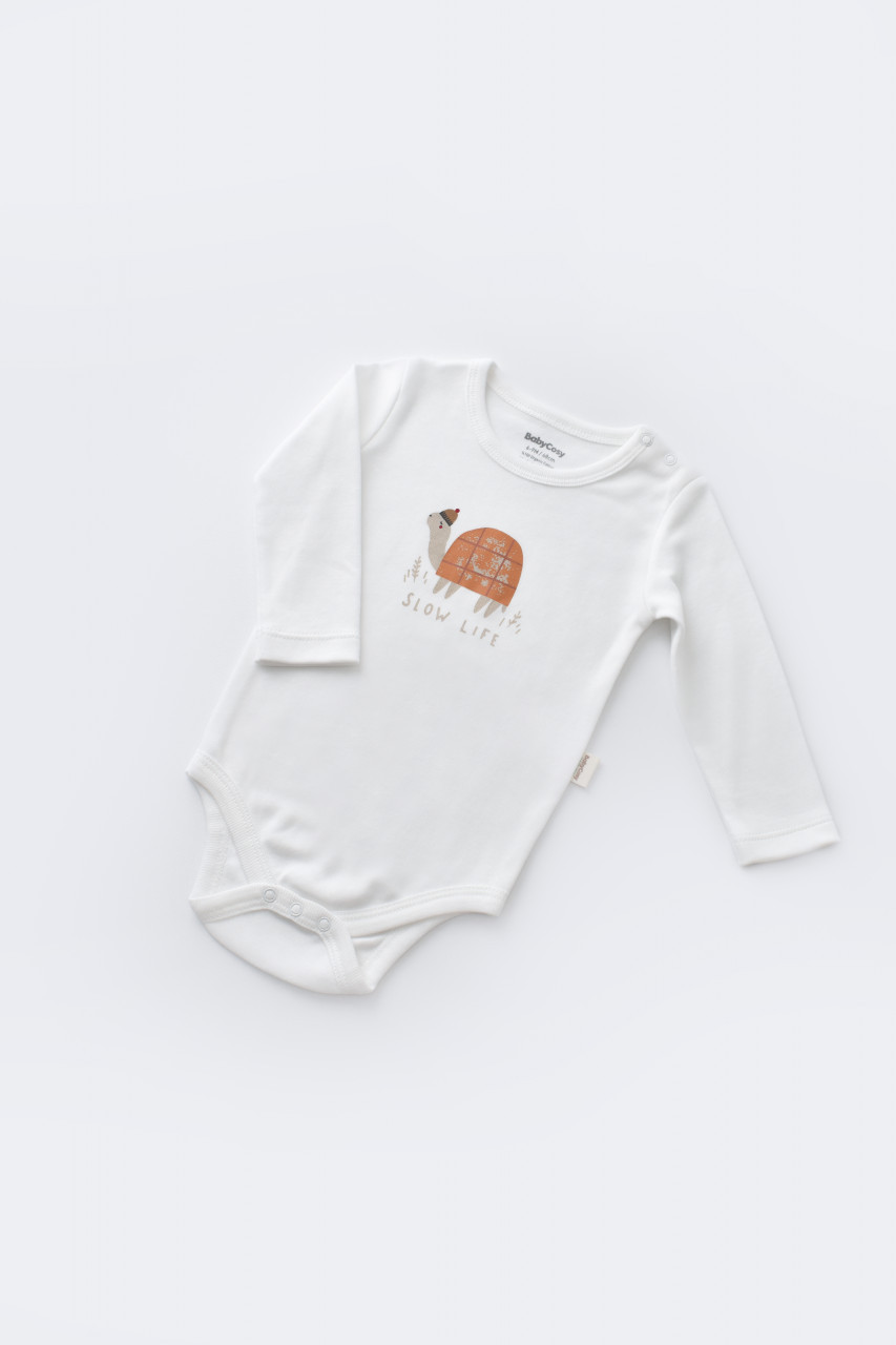 Set 3 piese Broscuta cu body, pantalonasi si vestuta din 80%bumbac organic si 20% poliester - Portocaliu, Baby Cosy - imagine 116
