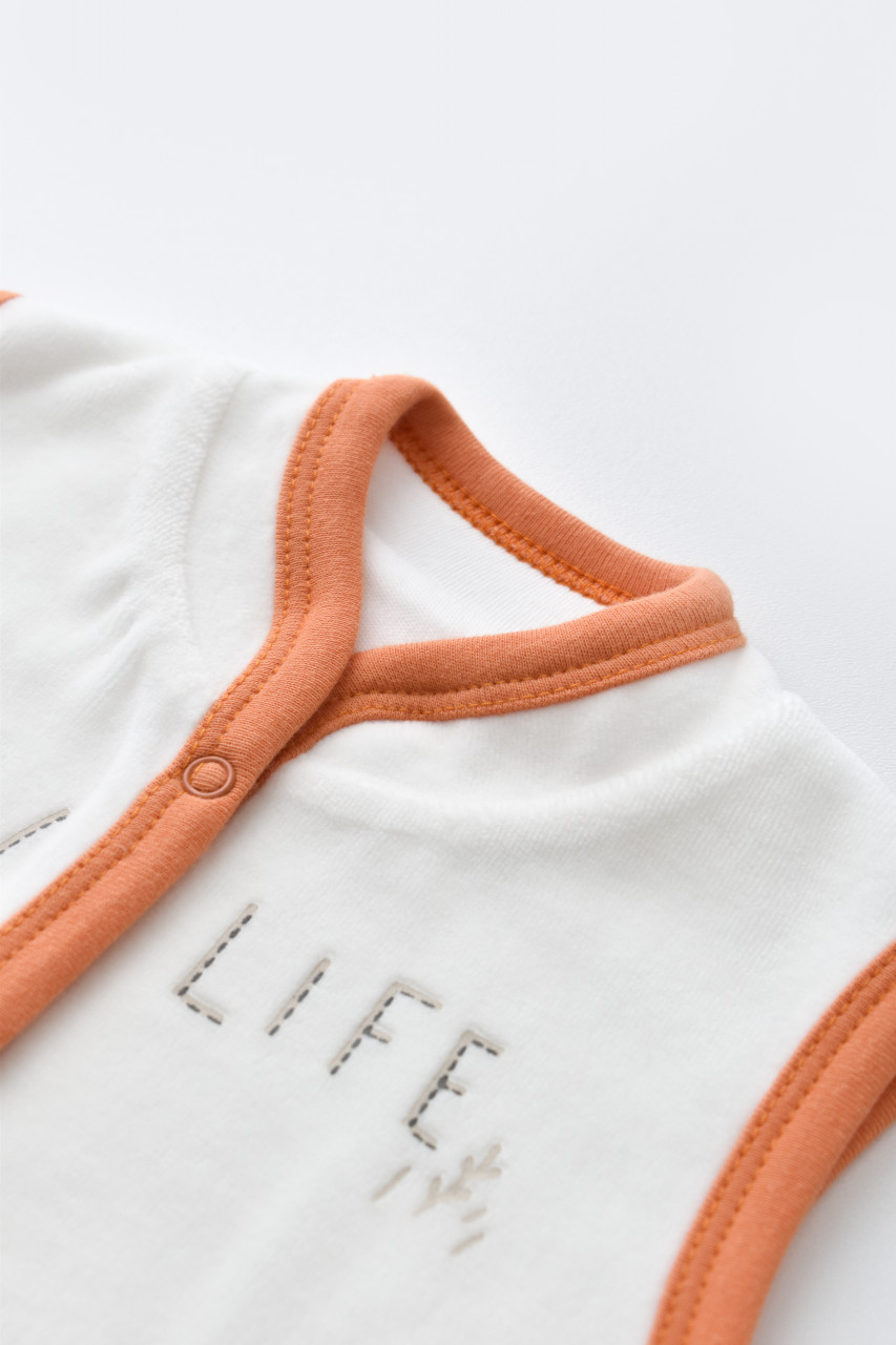 Set 3 piese Broscuta cu body, pantalonasi si vestuta din 80%bumbac organic si 20% poliester - Portocaliu, Baby Cosy - imagine 119