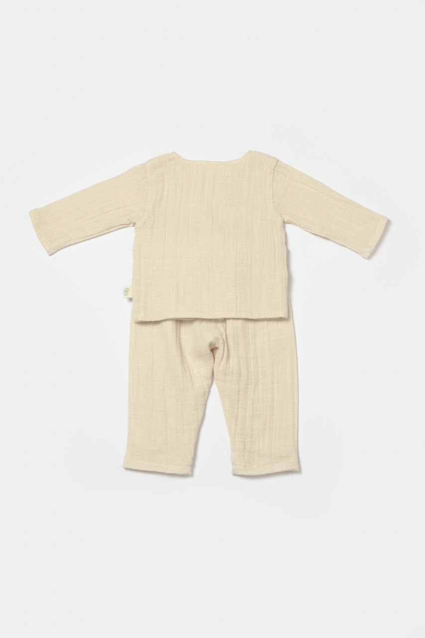 Set bluza cu nasturi si pantaloni , Winter muselin, 100% bumbac - Stone, BabyCosy (Marime: 6-9 luni) - imagine 33