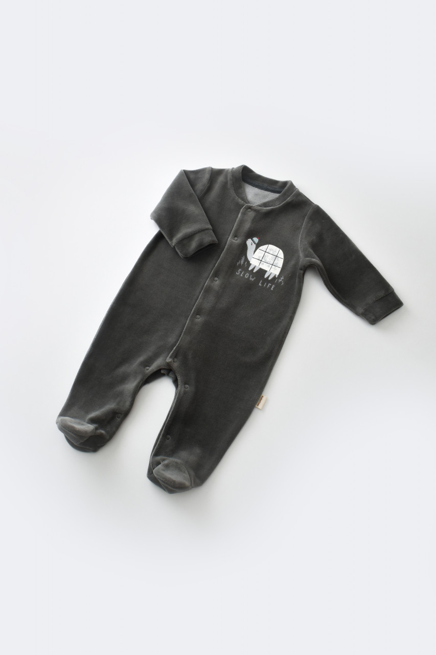 Set Broscuta cu salopeta si body din 80%bumbac organic si 20% poliester - Antracit, Baby Cosy - imagine 108