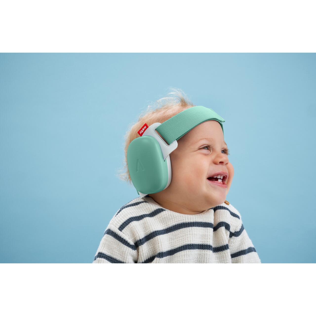 Casti antifonice pentru bebelusi si copii pana la 4 ani, ofera protectie auditiva, SNR 24, verde, ALPINE Muffy Baby Sage Green ALP29734 - imagine 5