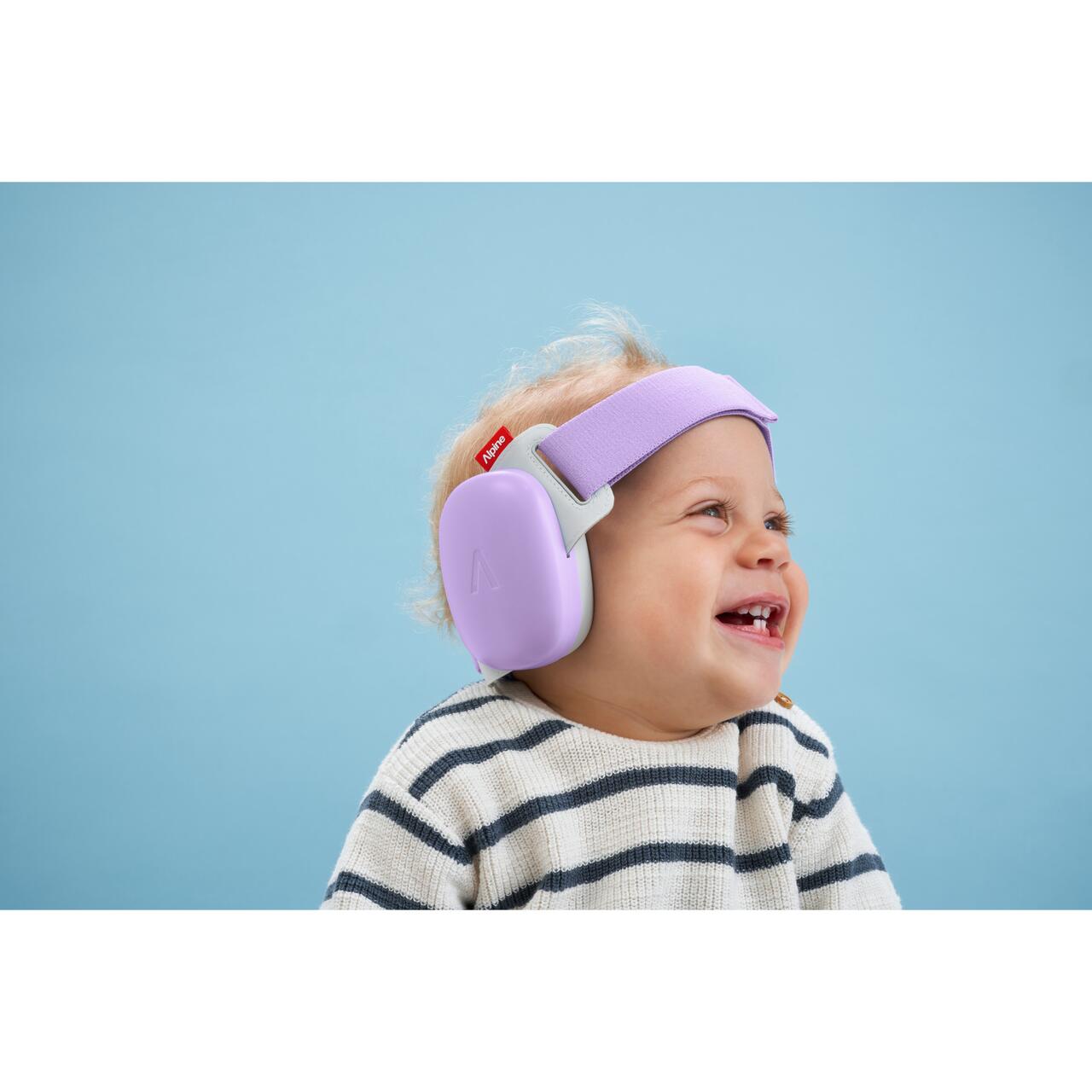 Casti antifonice pentru bebelusi si copii pana la 4 ani, ofera protectie auditiva, SNR 24, mov, ALPINE Muffy Baby Dawn Purple ALP29765 - imagine 5