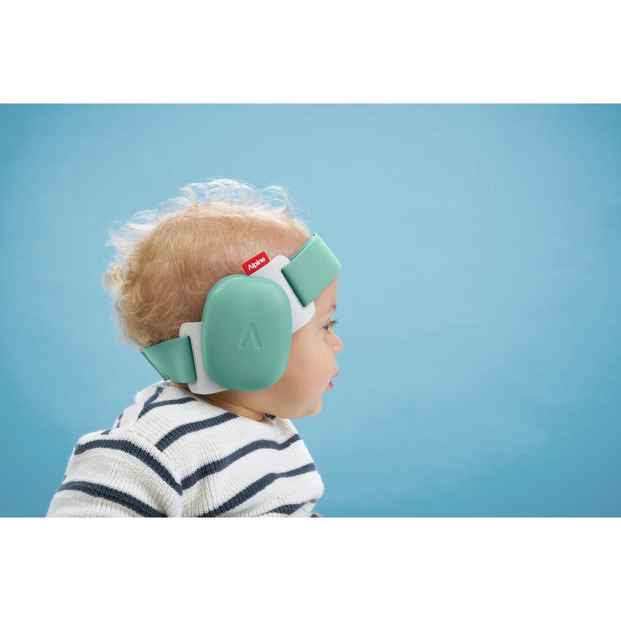 Casti antifonice pentru bebelusi si copii pana la 4 ani, ofera protectie auditiva, SNR 24, verde, ALPINE Muffy Baby Sage Green ALP29734 - imagine 6