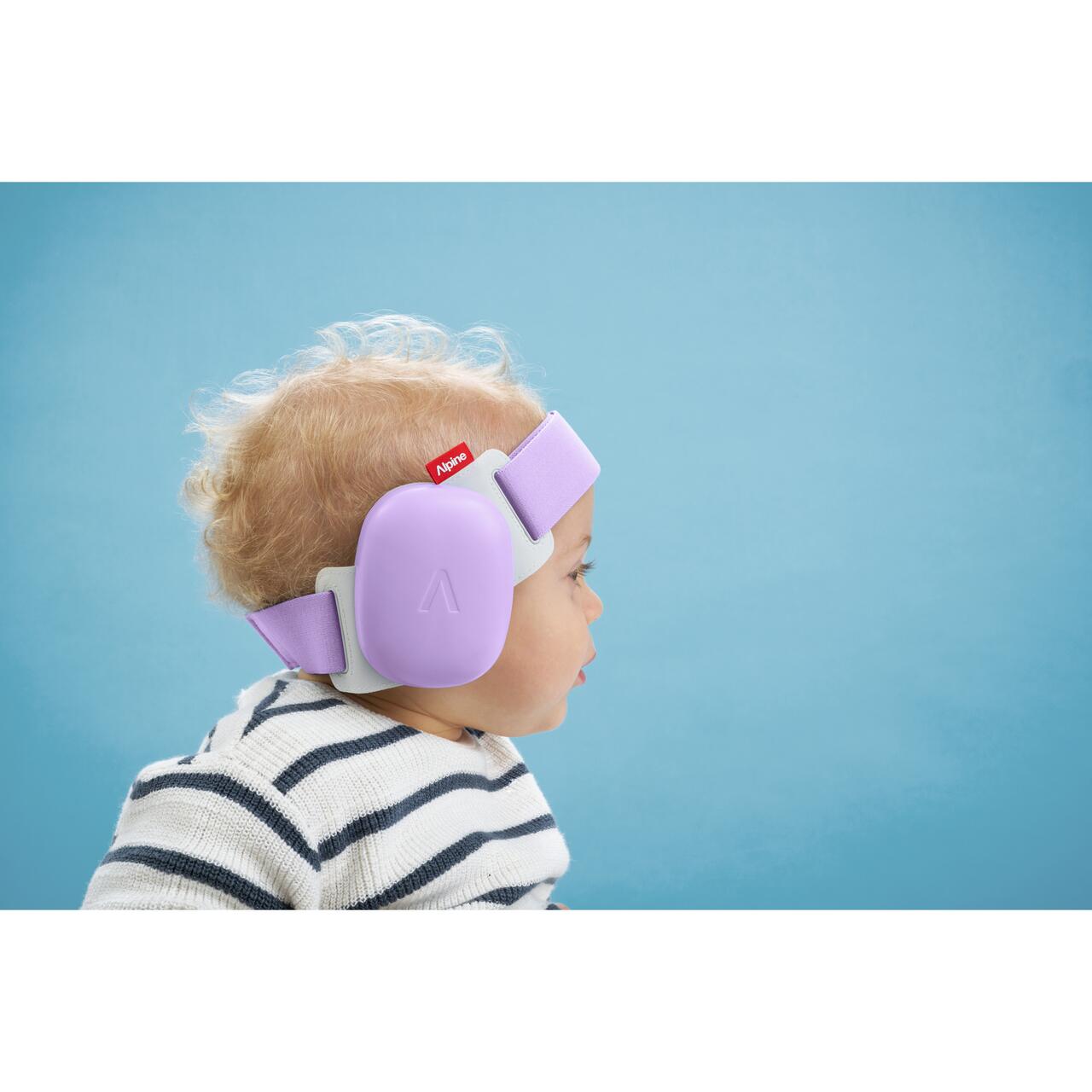 Casti antifonice pentru bebelusi si copii pana la 4 ani, ofera protectie auditiva, SNR 24, mov, ALPINE Muffy Baby Dawn Purple ALP29765 - imagine 6