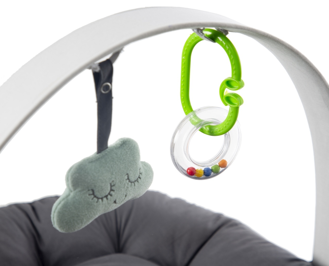 Babynest cu bara de jucarii, BabyJem, antracit - imagine 5