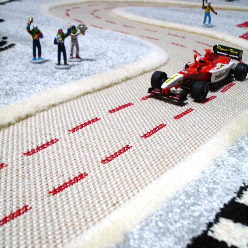 Covor de joaca pentru copii 3D interactiv Racer Grey (pista de curse) 134x180 - imagine 2