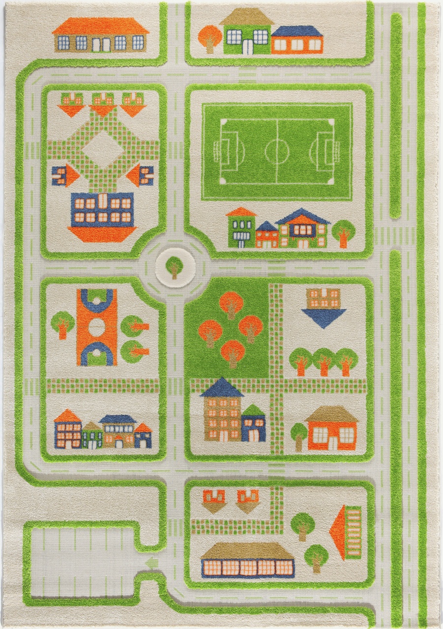 Covor de joaca pentru copii 3D Traficul orașului (verde) 160x230