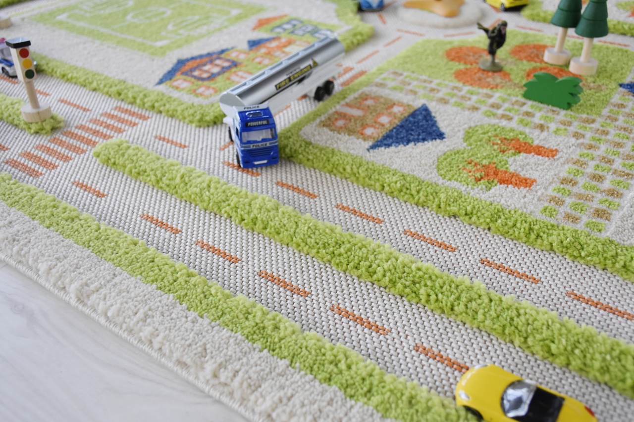Covor de joaca pentru copii 3D Traficul orașului (verde) 160x230 - imagine 2