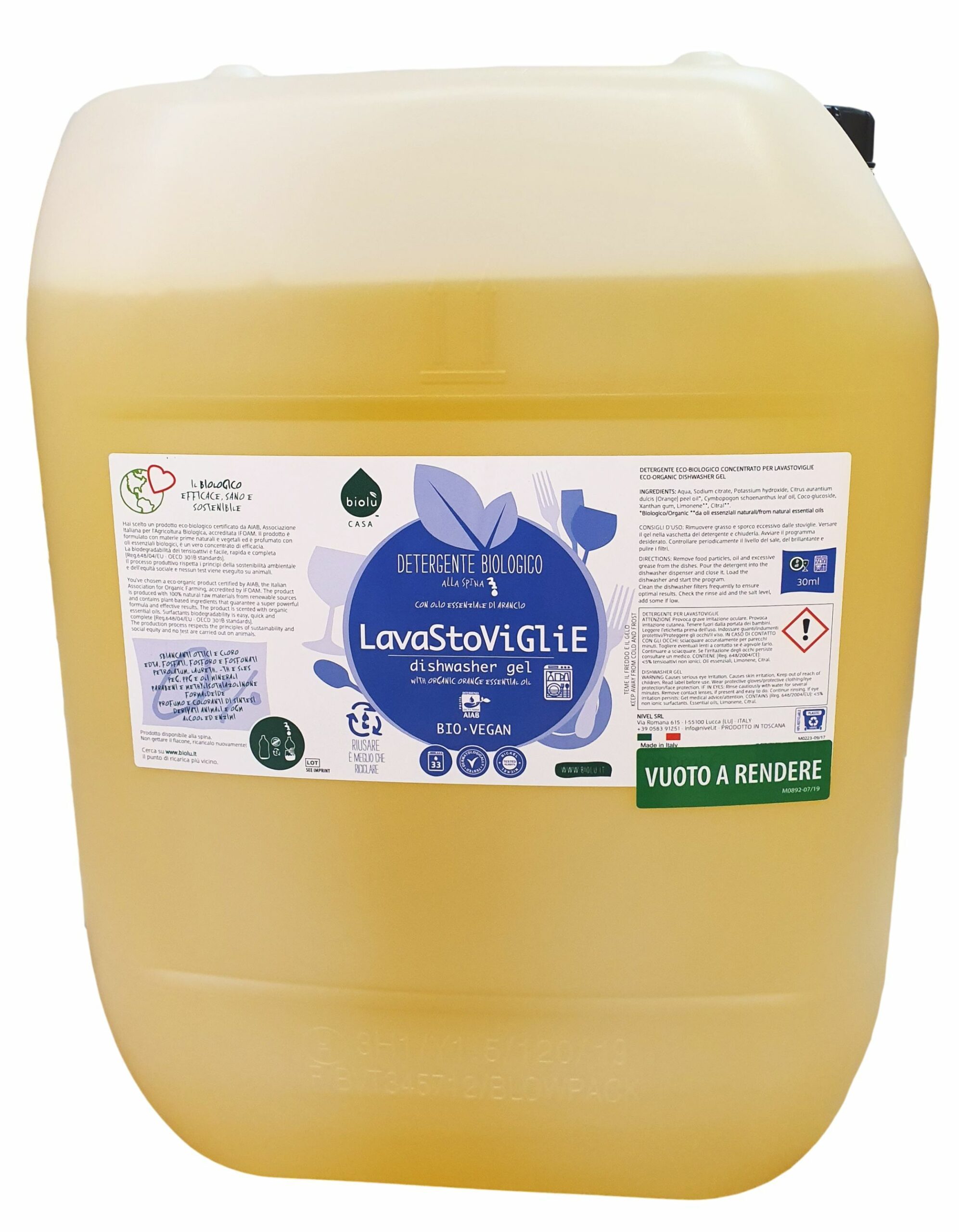 Gel pentru masina de spalat vase ecologic 20l Biolu