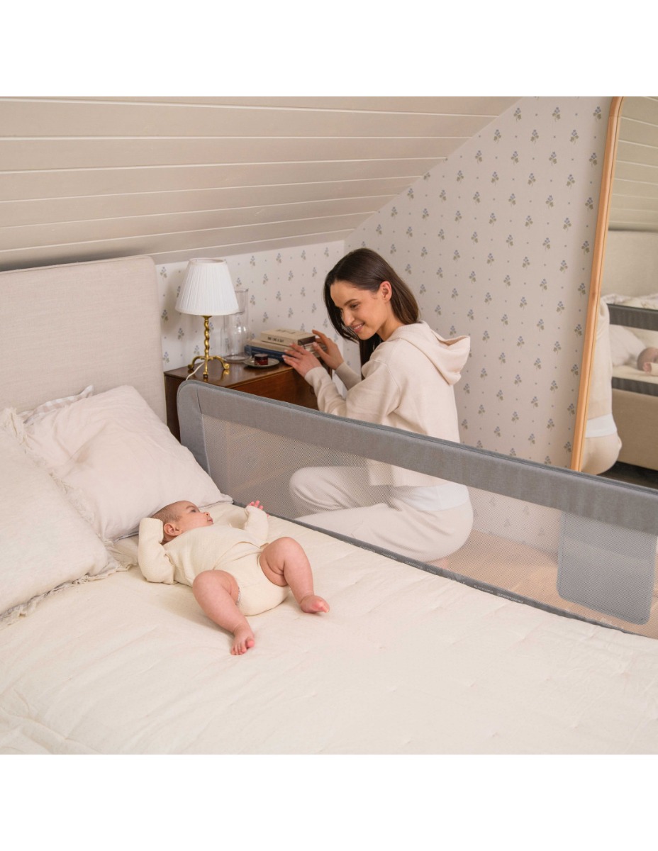 Bariera de siguranta rabatabila pentru pat, Momi Lexi Plus - Grey - imagine 2