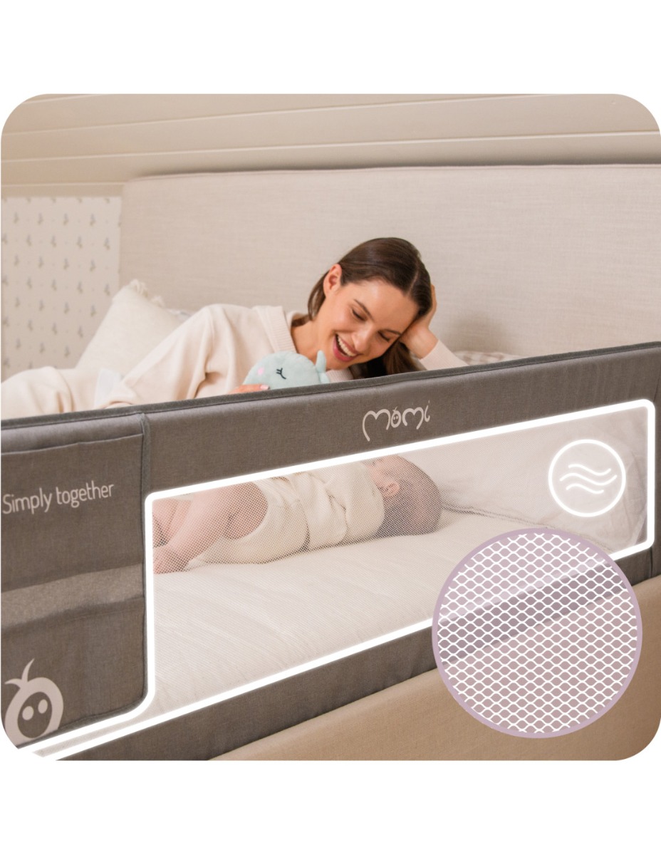 Bariera de siguranta rabatabila pentru pat, Momi Lexi Plus - Grey - imagine 3