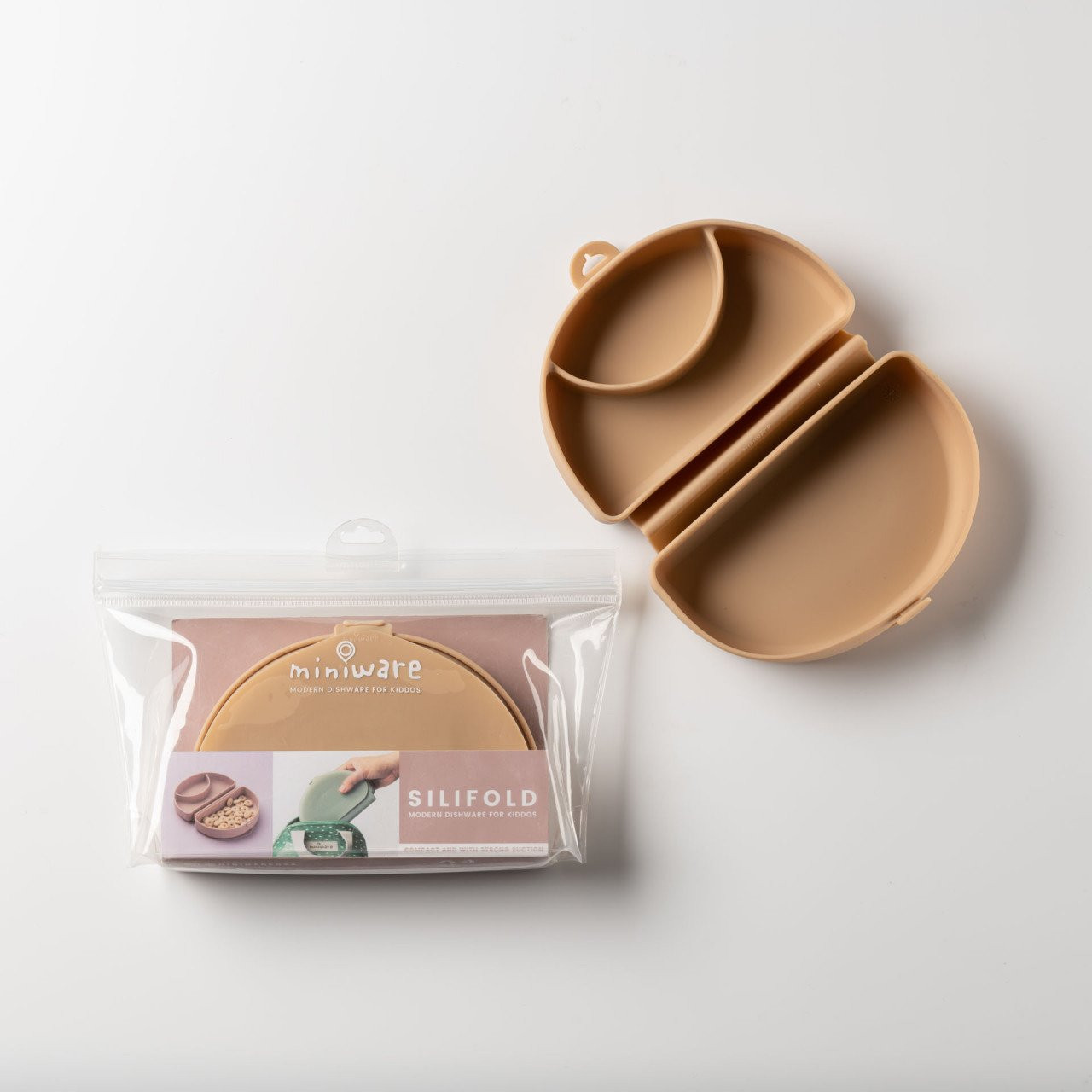 Recipient diversificare hrana bebelusi Miniware Silifold, 100% din silicon alimentar, Almond Butter - imagine 9