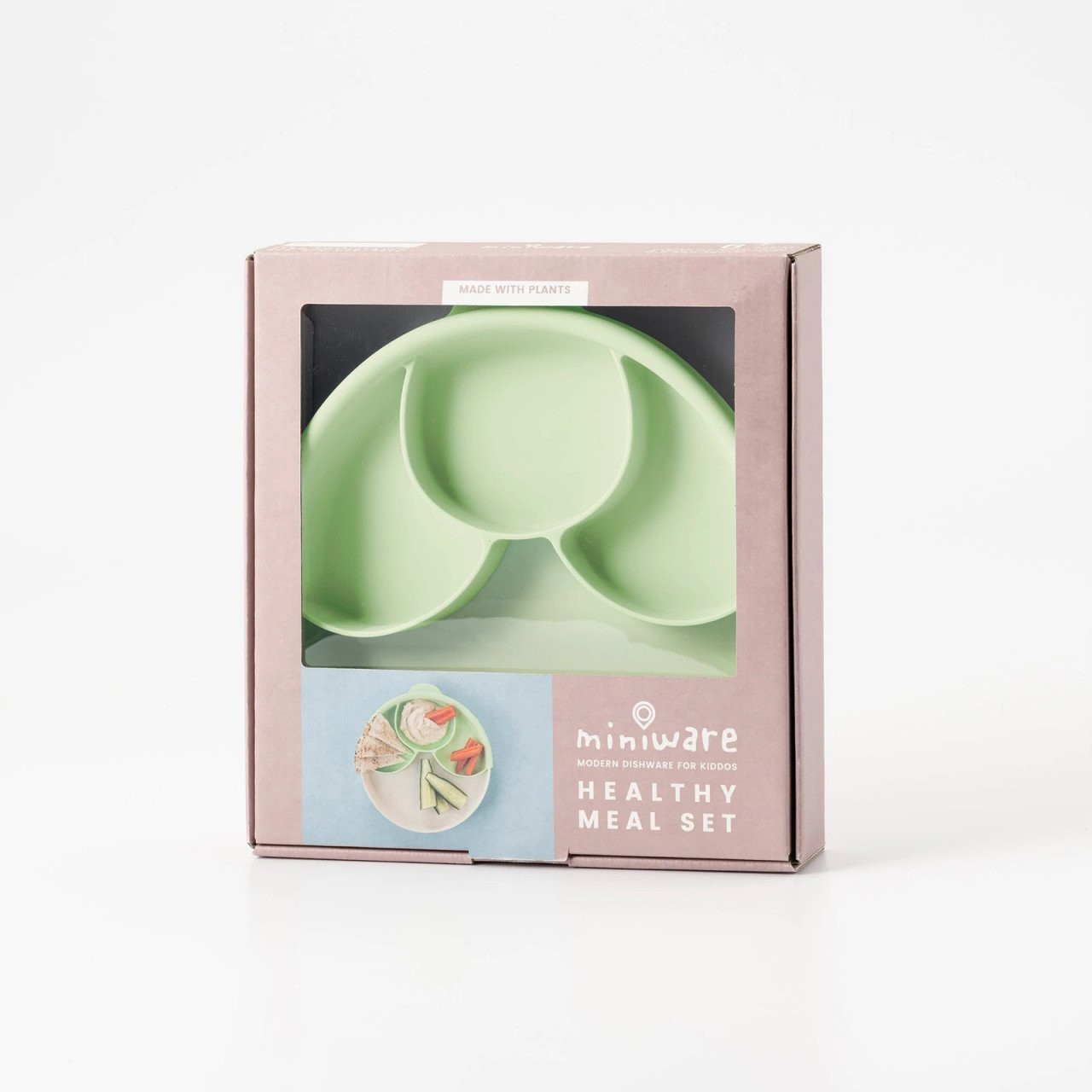 Set diversificare hrana bebelusi Miniware Healthy Meal, 100% din materiale naturale biodegradabile, 3 piese, Keylime - imagine 6