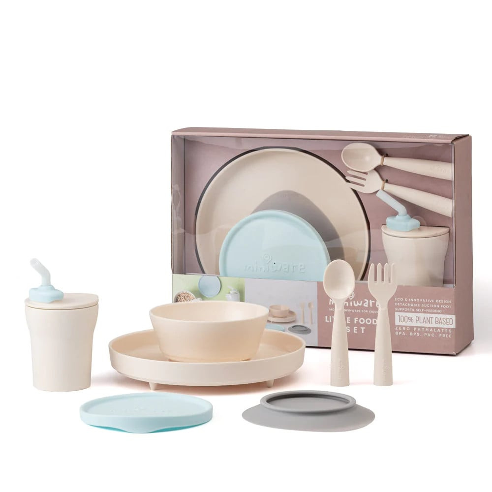 Set diversificare hrana bebelusi Miniware Little Foodie, 100% din materiale naturale biodegradabile, 6 piese, Vanilla Aqua - imagine 8